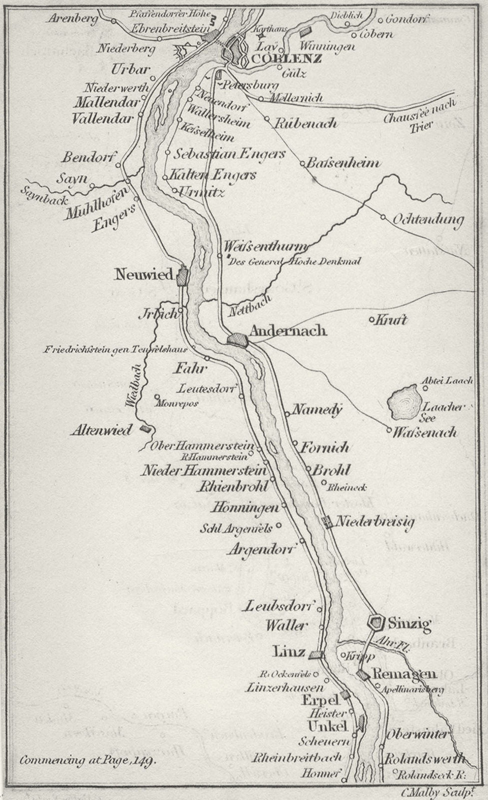 GERMANY. Coghlan. Route map 1837 old antique vintage plan chart